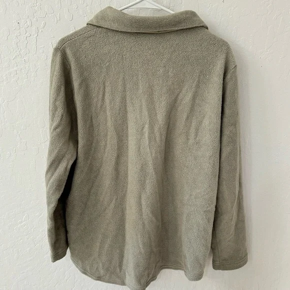 Vintage Hot Cotton By Marc Ware Sage Green Teddy Sherpa Button Down Shacket M - Picture 11 of 15